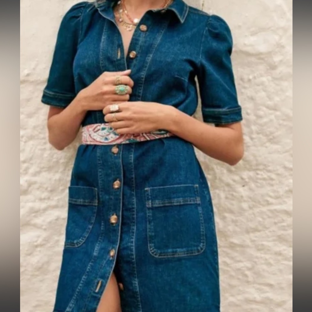 Sezane Indigo Denim Mini Dress
